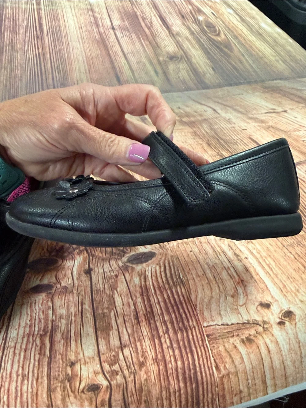 Stride Rite Black Girls Mary Jane Shoes with Flower Accents size: 13